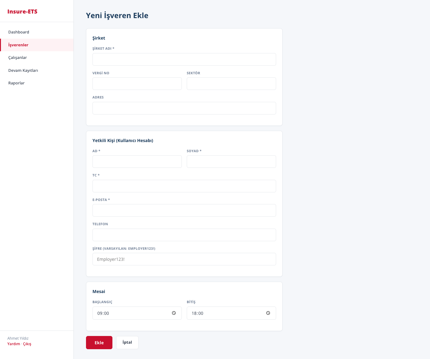 Yeni İşveren Formu