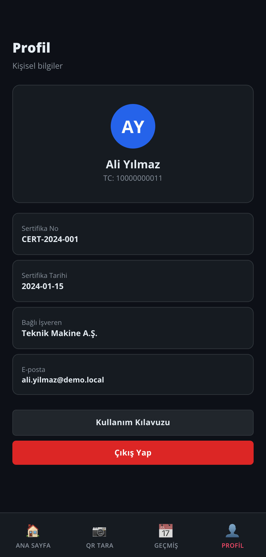 Mobil Profil Ekranı