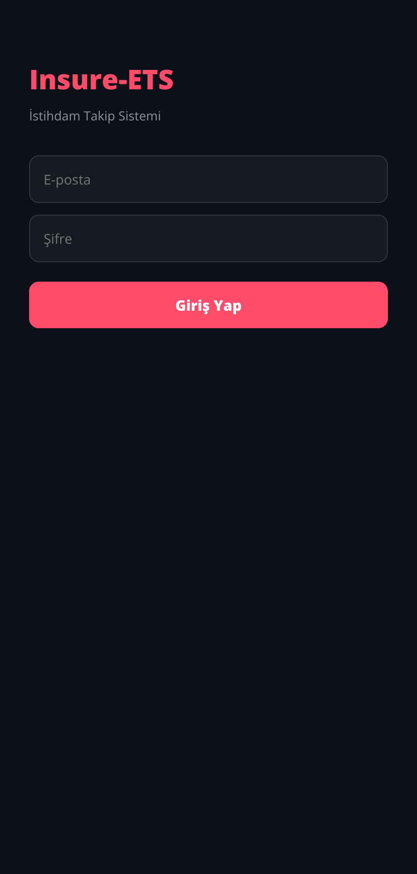 Mobil Giriş Ekranı